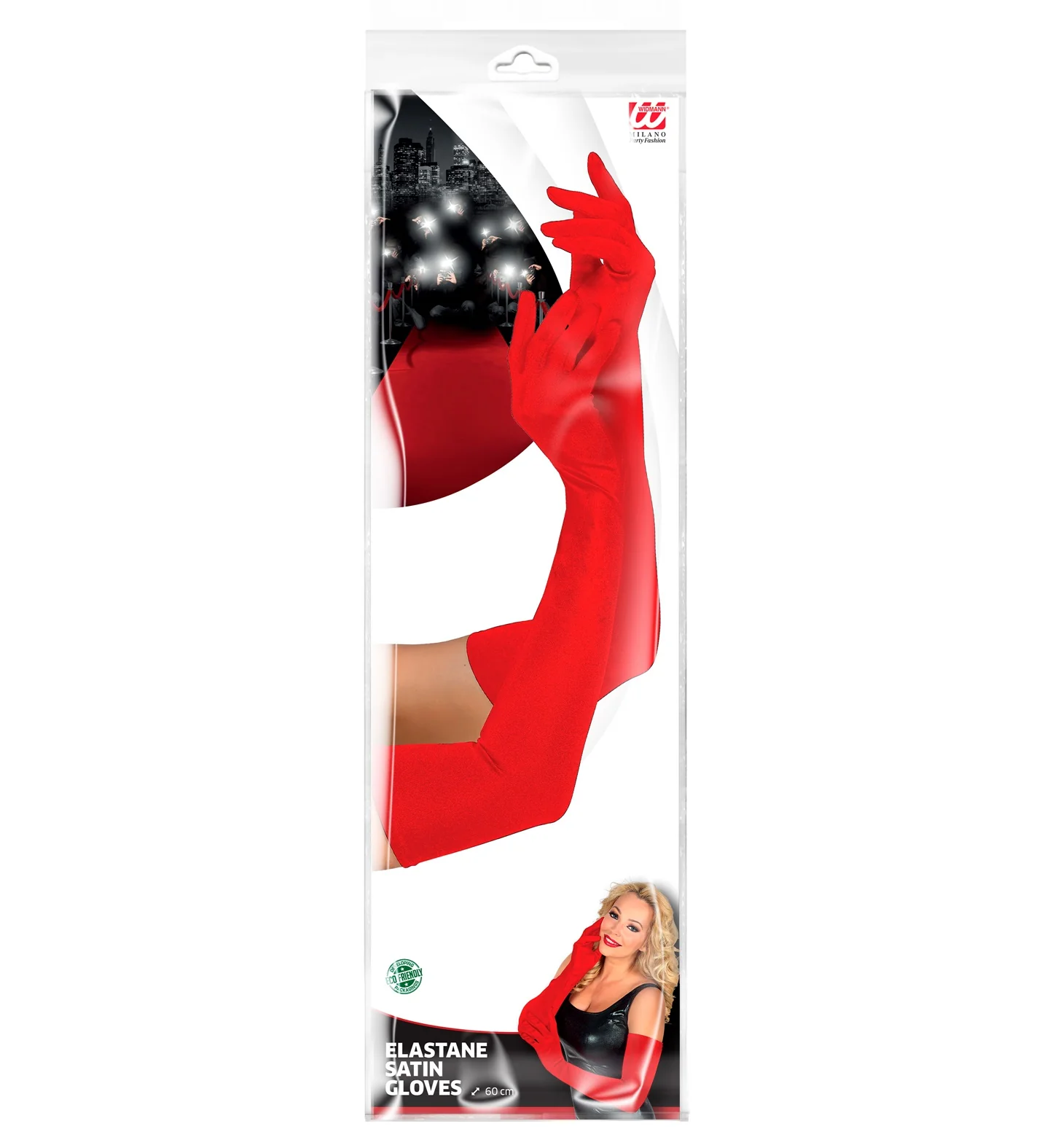 Lange satijnen handschoenen rood - Image 3
