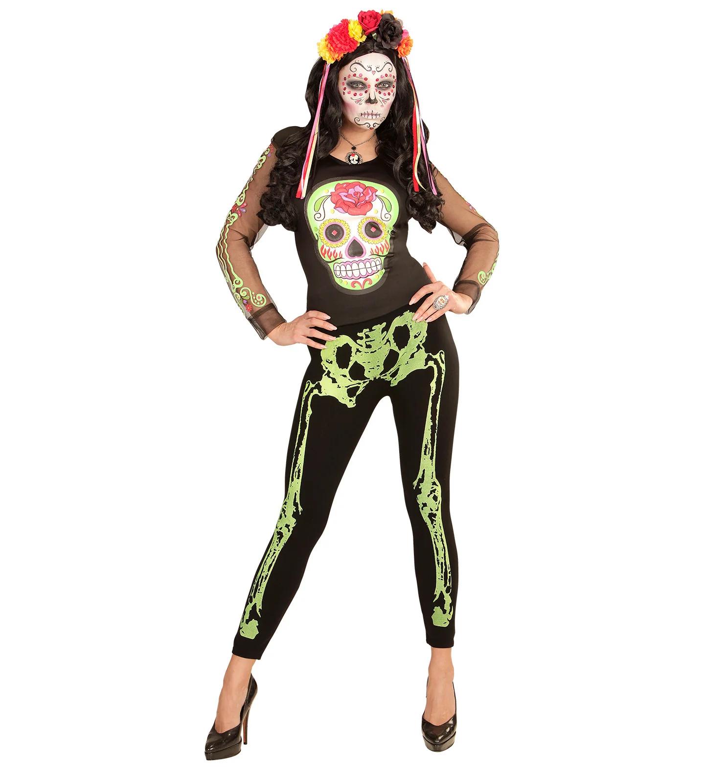 Legging skelet neon groen - Image 4