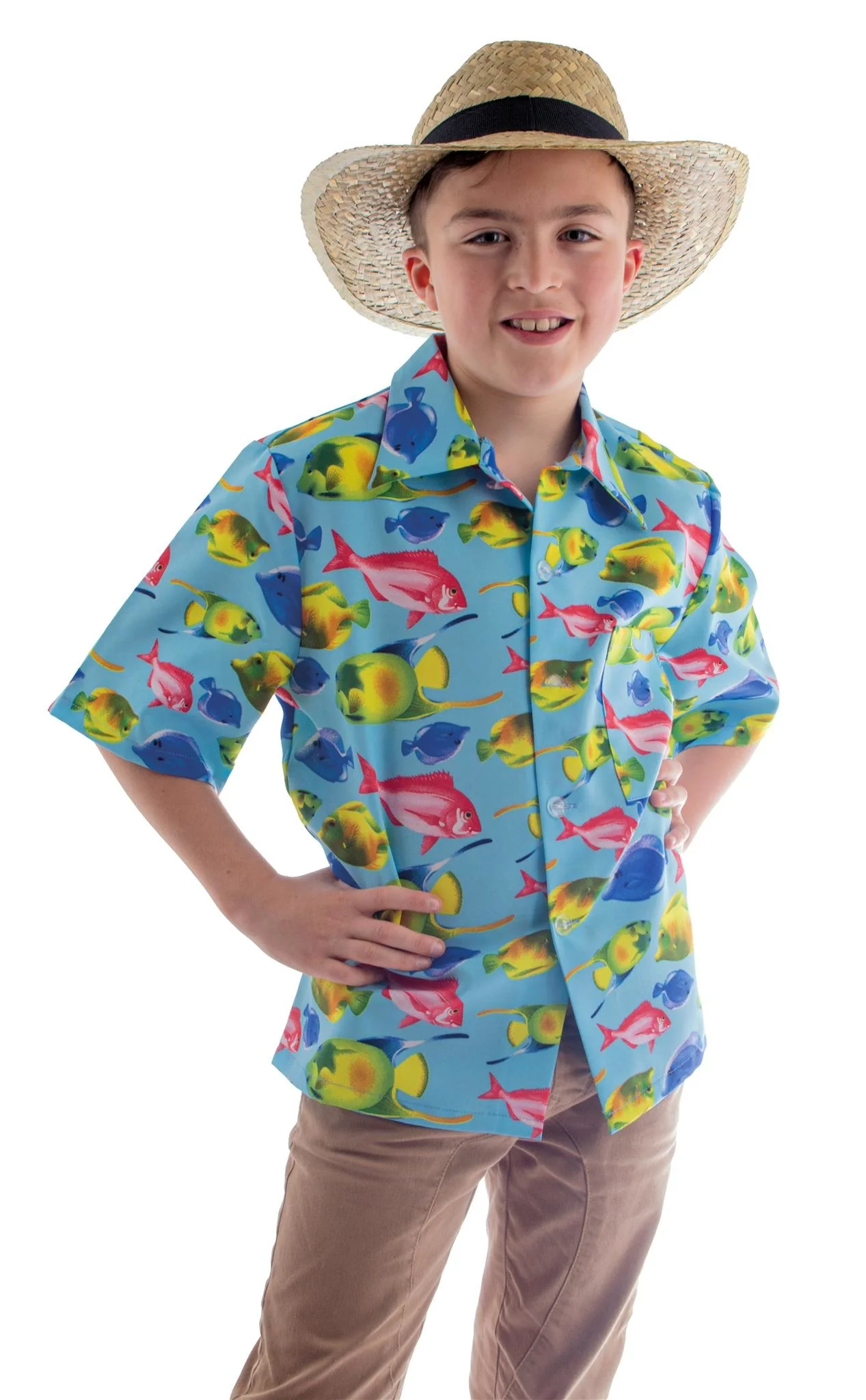 Hawaii shirt Daan met vis print kinderen