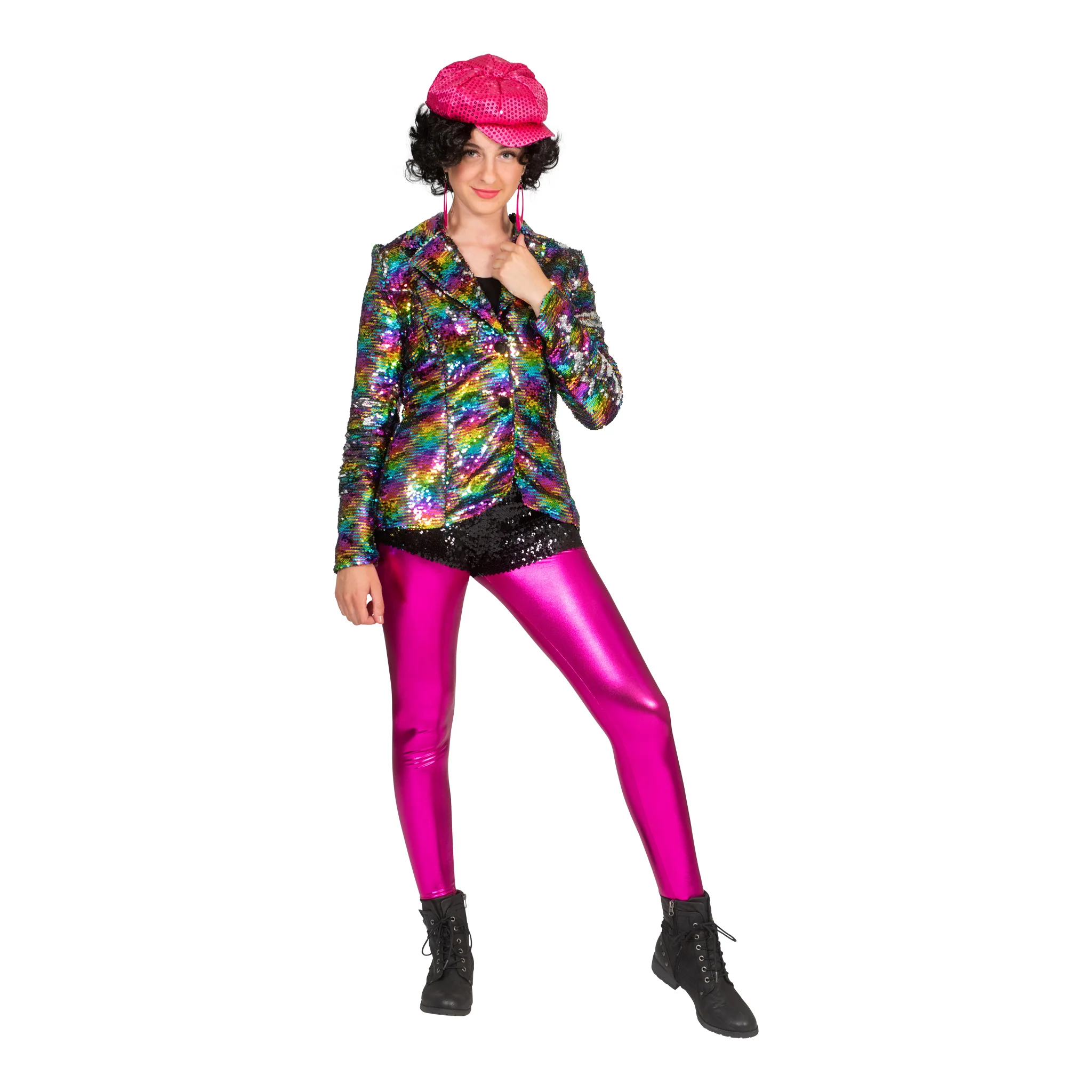 Disco jas Amber in regenboog kleuren met glitters