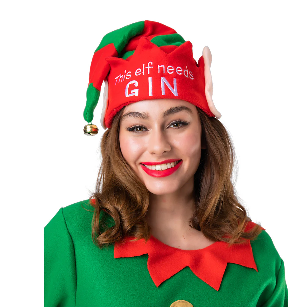 Leuke kerstmuts met tekst Deze elf heeft gin nodig