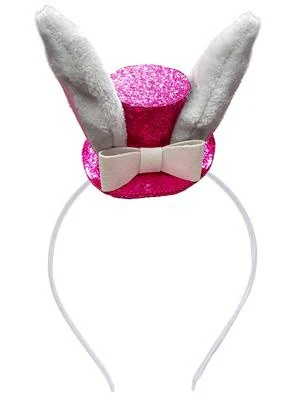 Mini glitterhoed met konijnen oren op diadeem