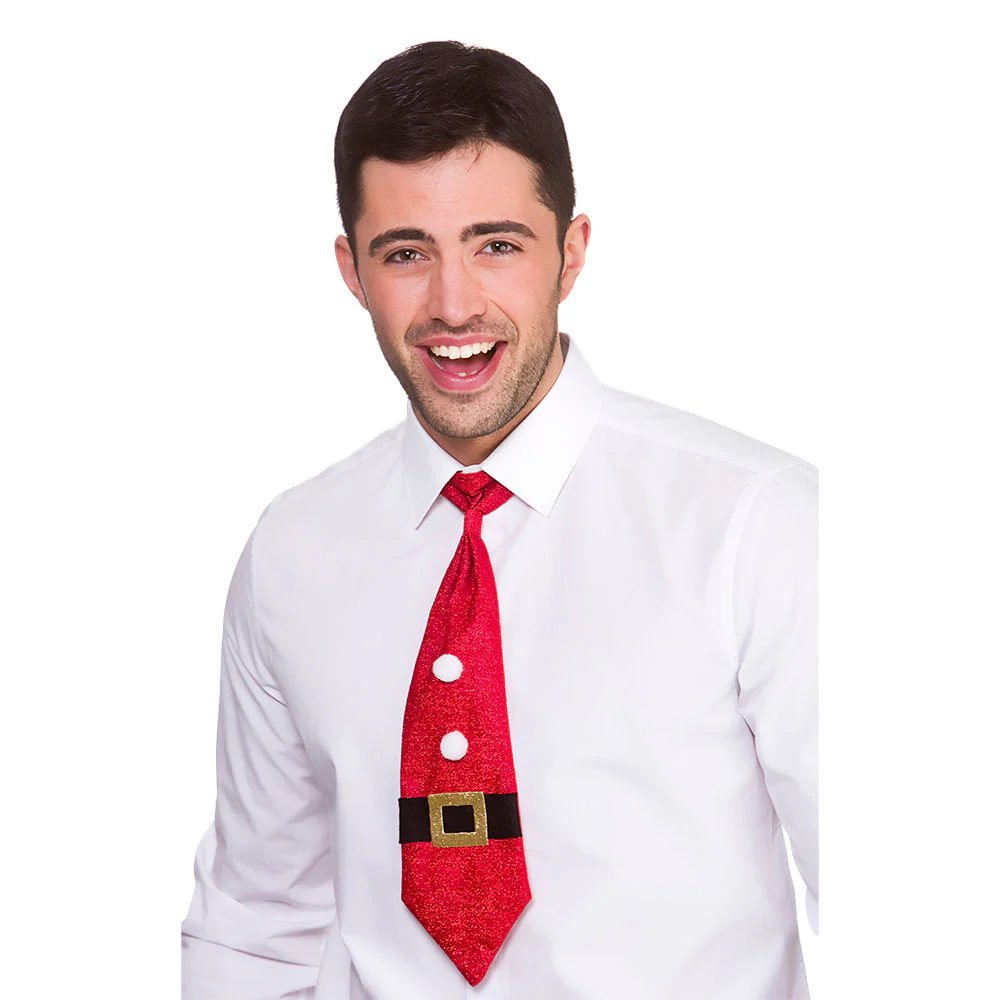 Kerstman stropdas met glitters - Image 2