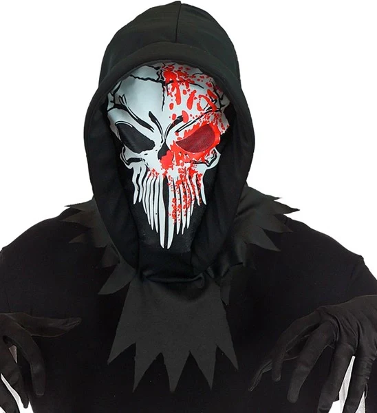 Masker met kap bloederige grim reaper Bram
