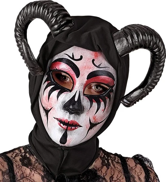 Masker met kap theater duivel vrouw Evi - Image 2