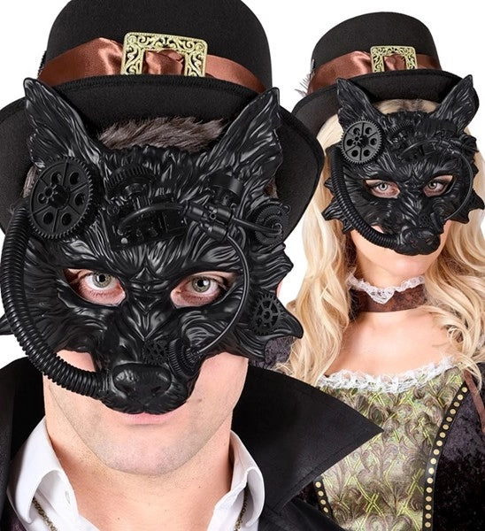Masker steampunk wolf zwart Nora - Image 3