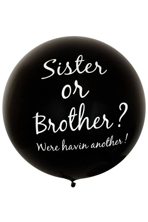 Zwarte megaballon Sister or brother 91.4cm