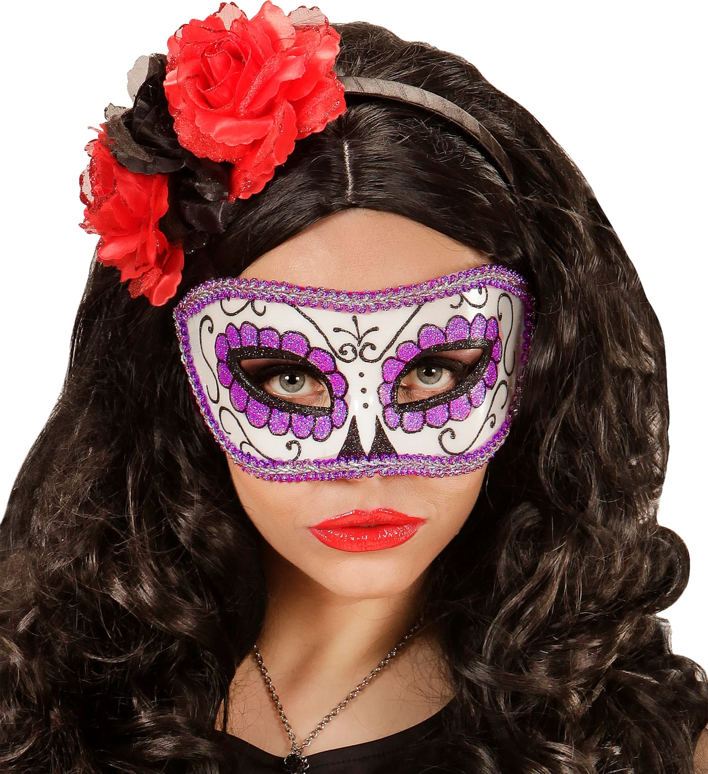 Mexicaanse oogmaskers paars met zwart - Image 2