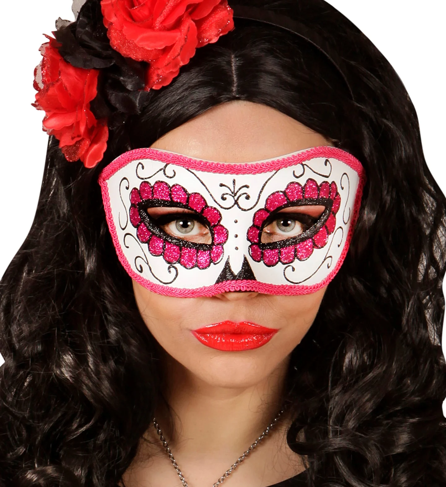 Mexicaanse oogmaskers roze met zwart - Image 2