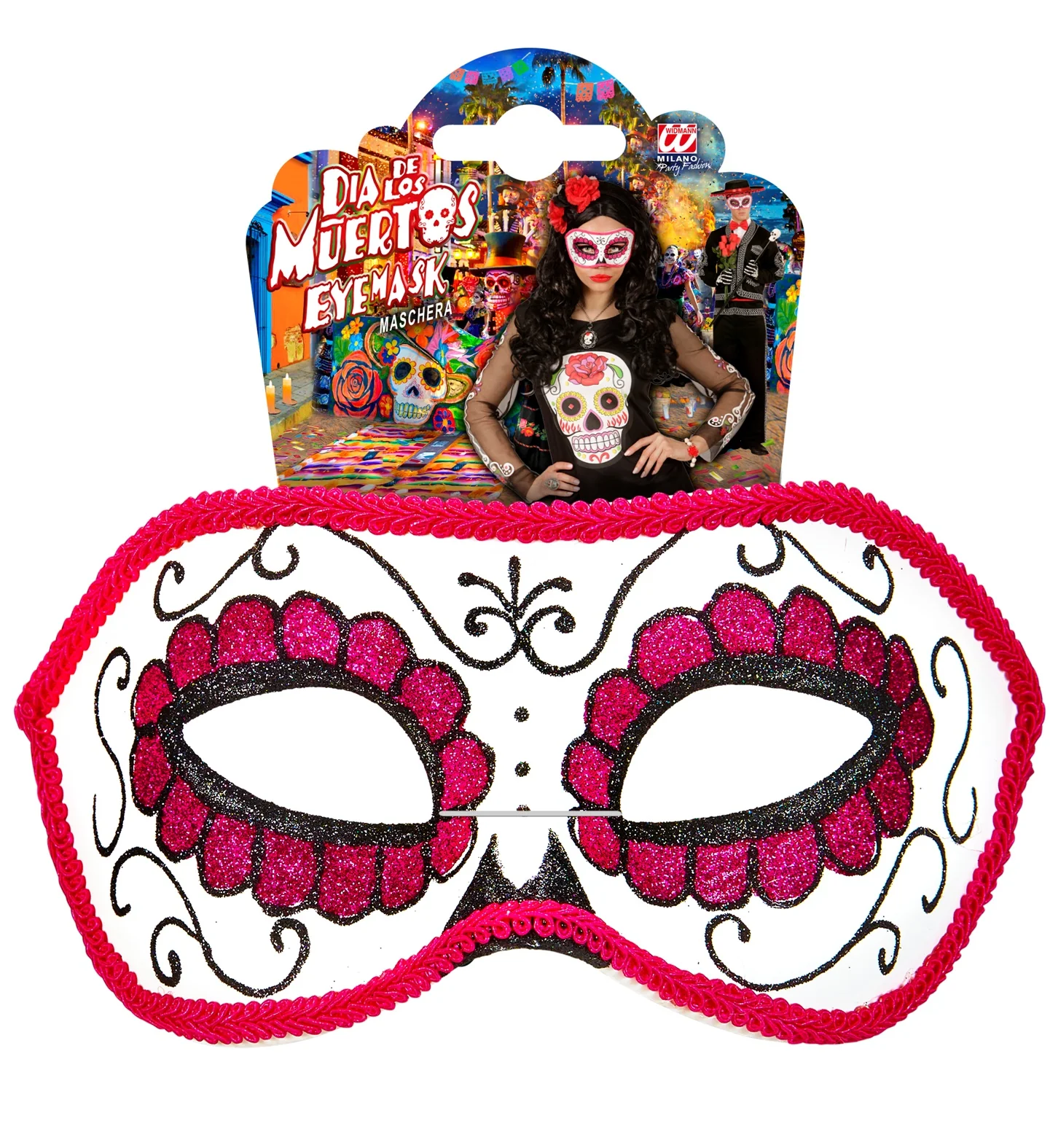 Mexicaanse oogmaskers roze met zwart - Image 5