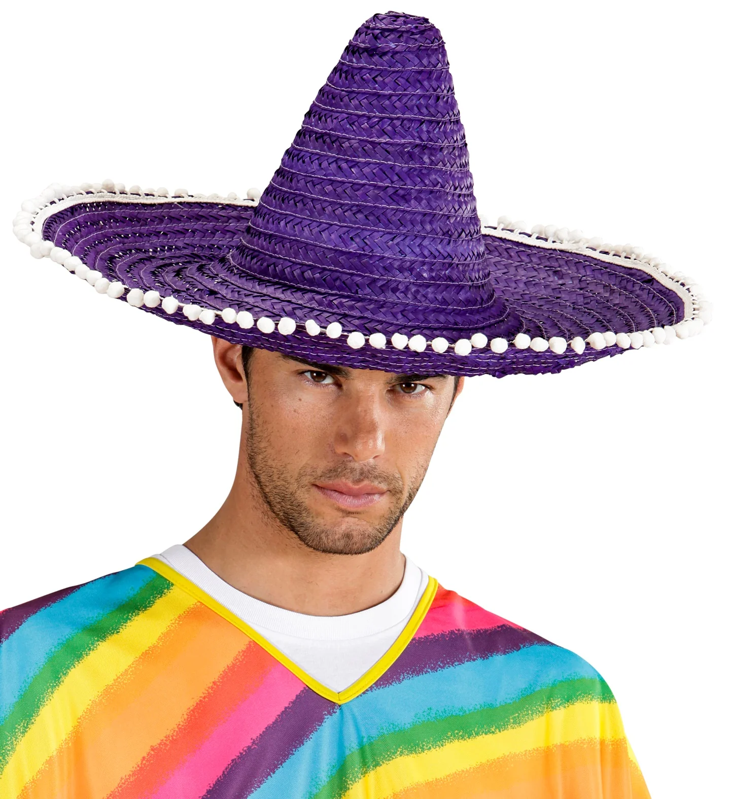 Mexicaanse sombrero paars met bolletjes - Image 3