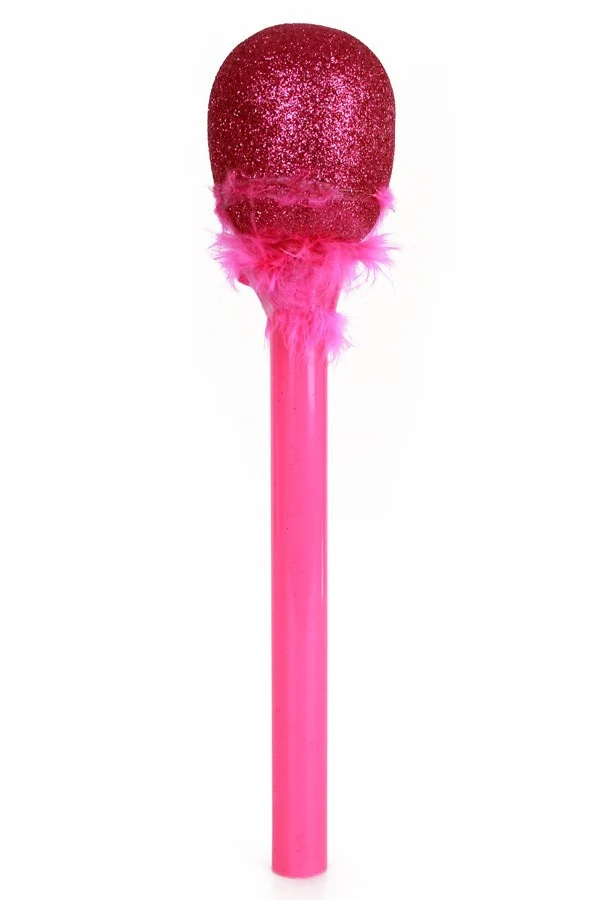 Roze  microfoon glitter met bont