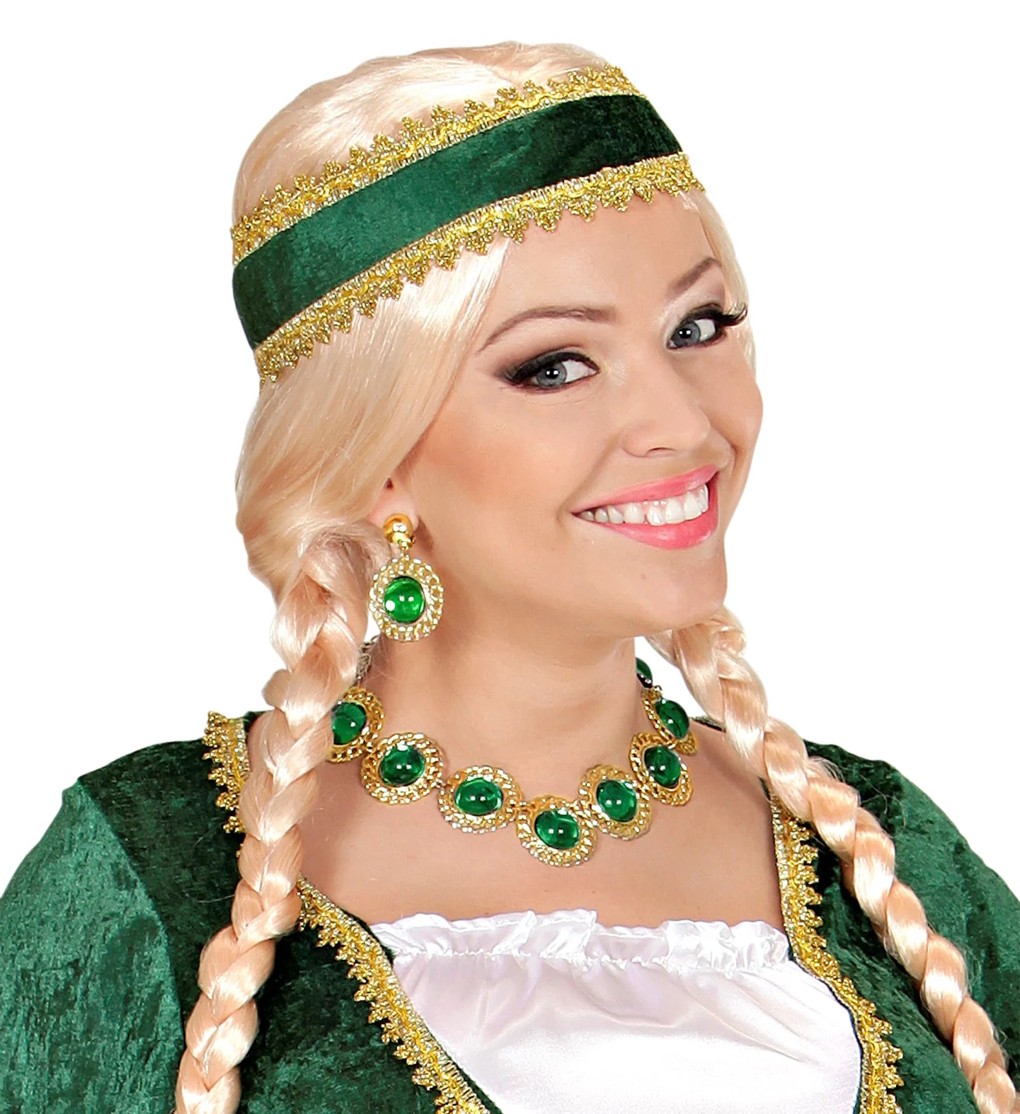 Sieraden set middeleeuwse koningin groen - Image 2