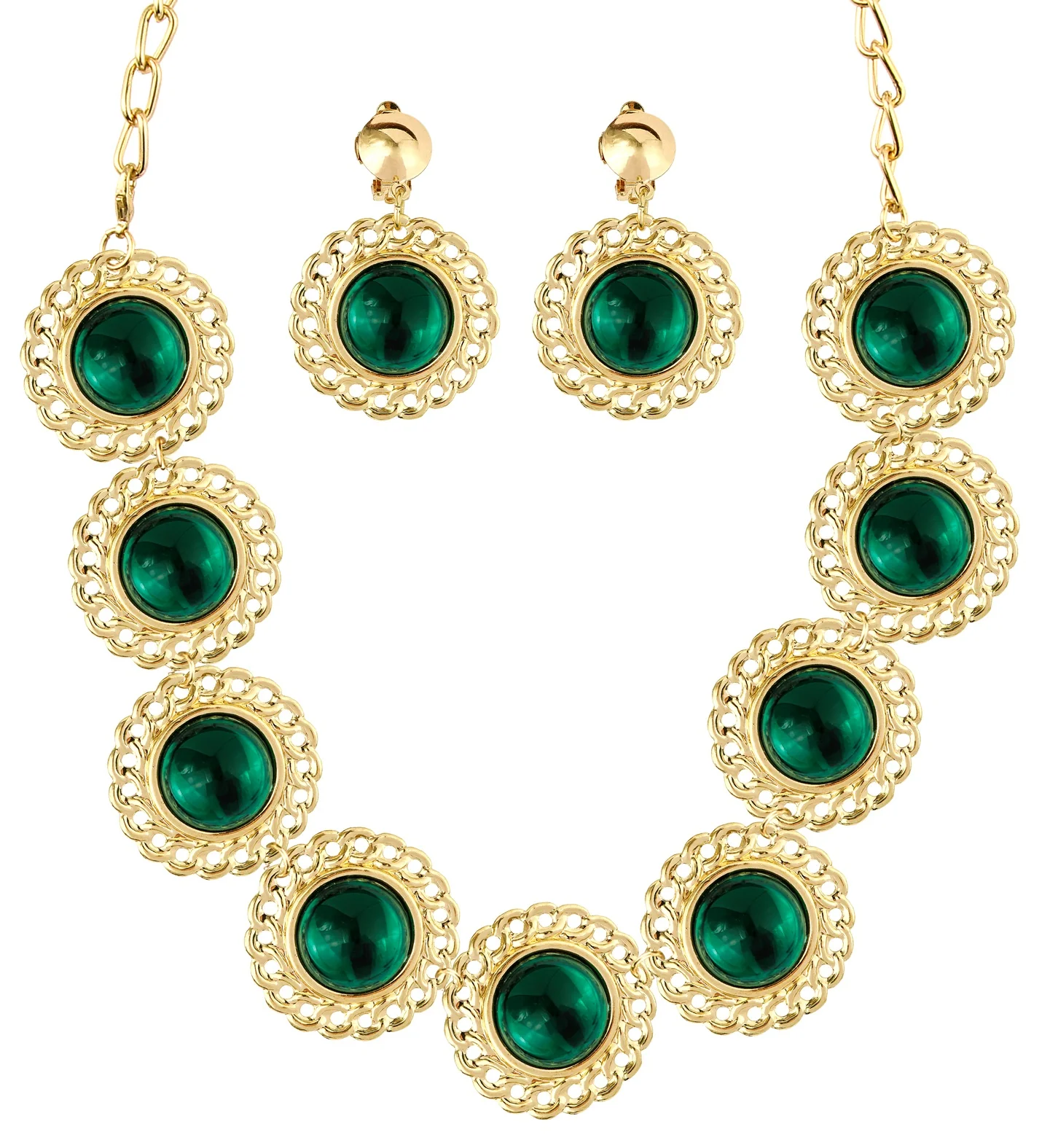 Sieraden set middeleeuwse koningin groen - Image 4