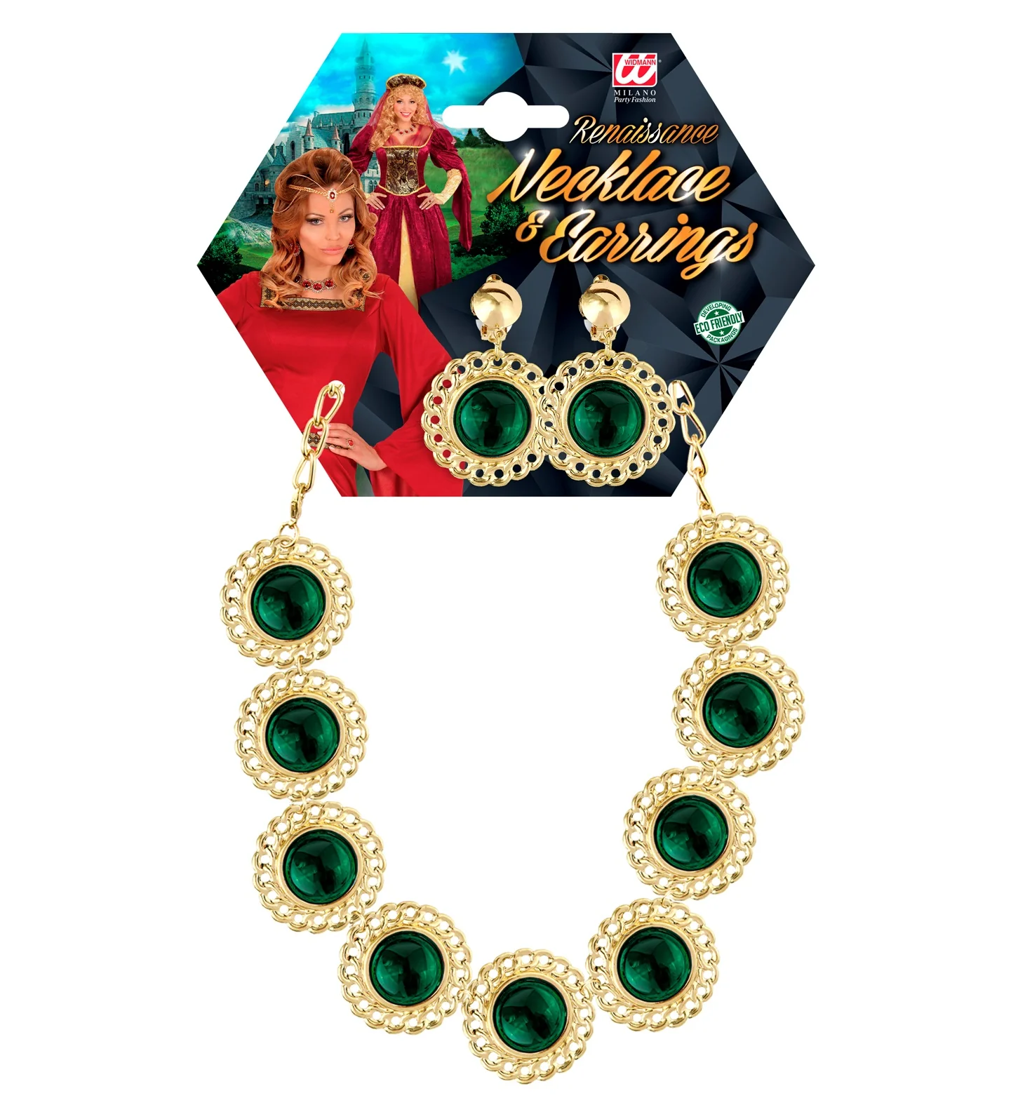 Sieraden set middeleeuwse koningin groen - Image 5