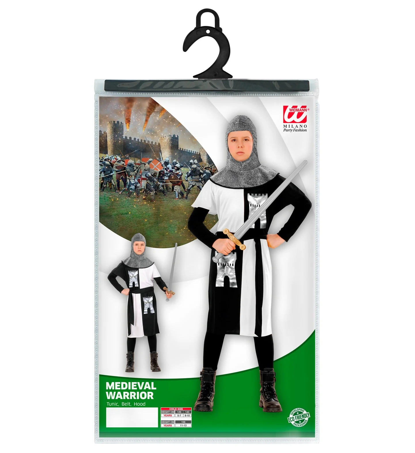 Middeleeuws ridder kostuum zwart wit kinderen - Image 3