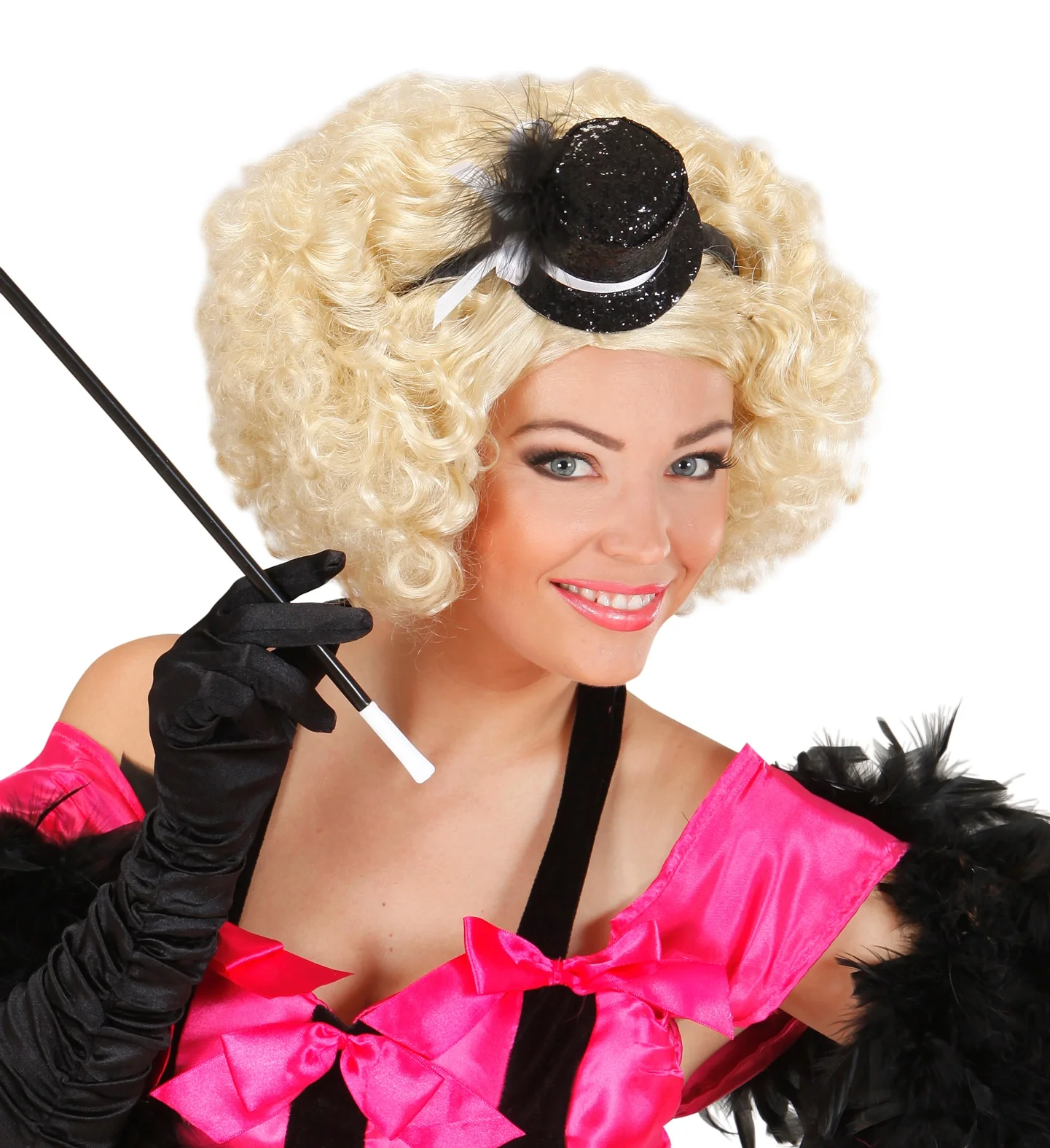 Haarband glitter hoedje met veer zwart - Image 2