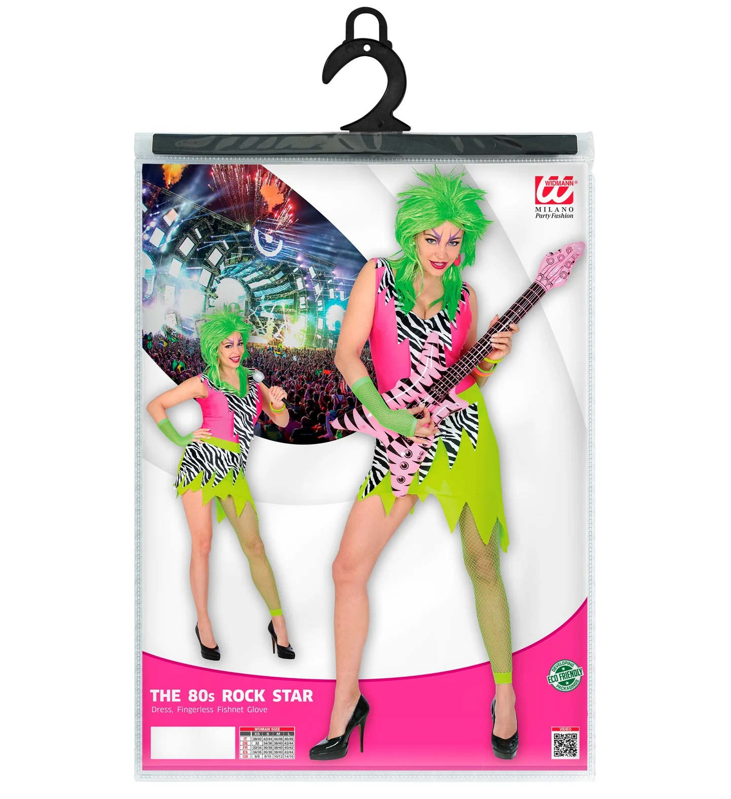 Rock kostuum zebra neon jaren 80 dames - Image 5