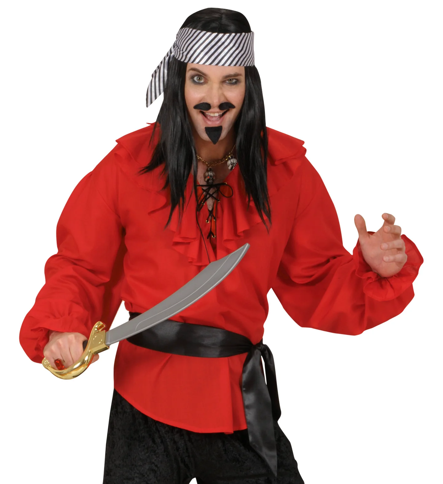 Sjaaltje satijn  wit met zwarte strepen - Image 3