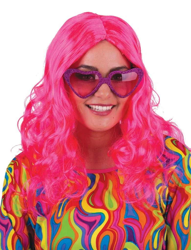 Disco  pruik Wendy  roze/fuchsia