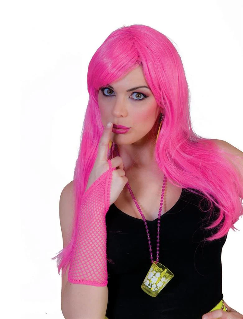 Roze/Fuchsia pruik  Noah lang haar