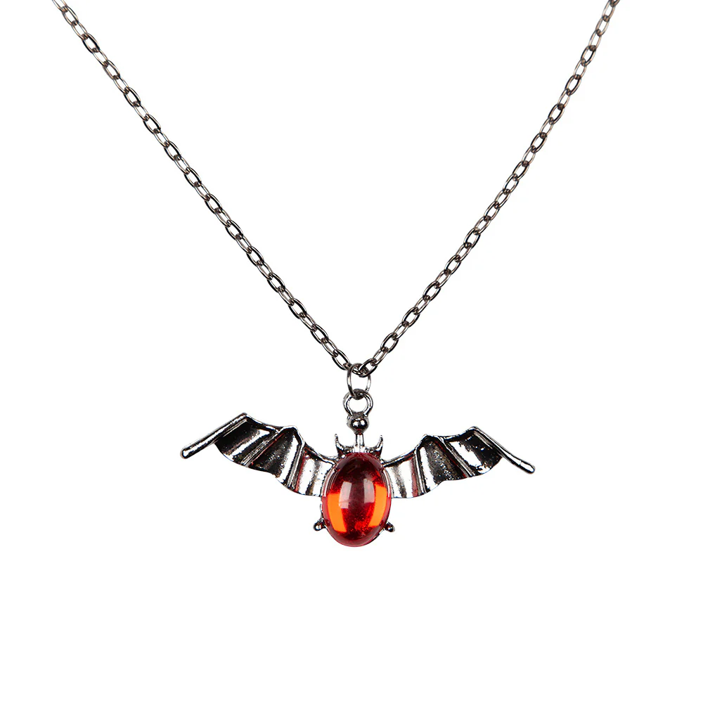 Mooie vleermuis ketting met rode diamant
