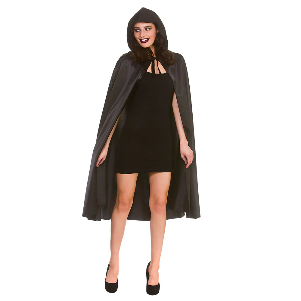 Zwarte cape mat kap satijn de luxe 110cm