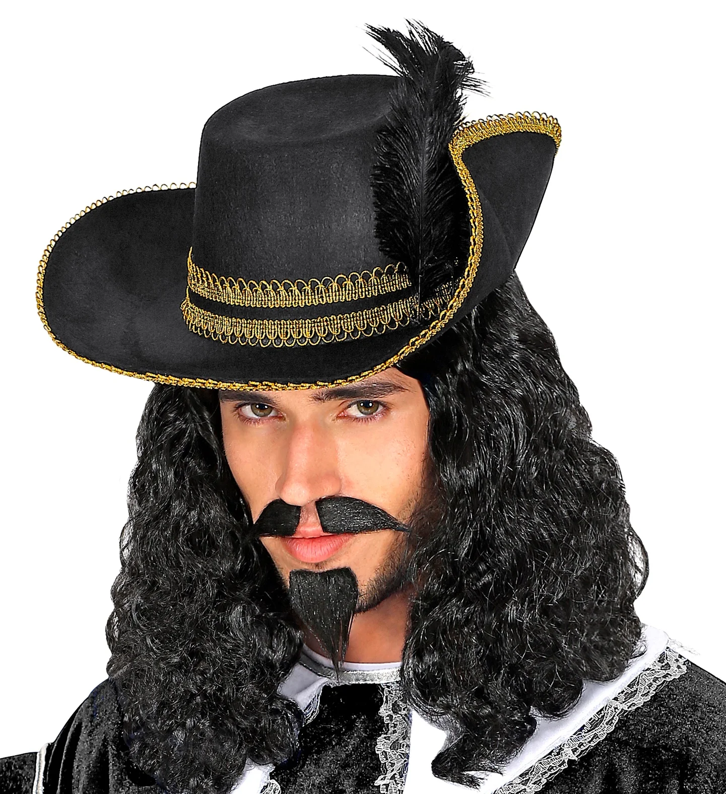 Zwarte musketiershoed met veren - Image 4