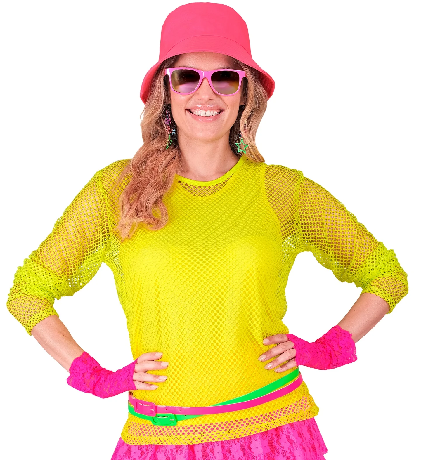 Net shirt lang neon geel - Image 2