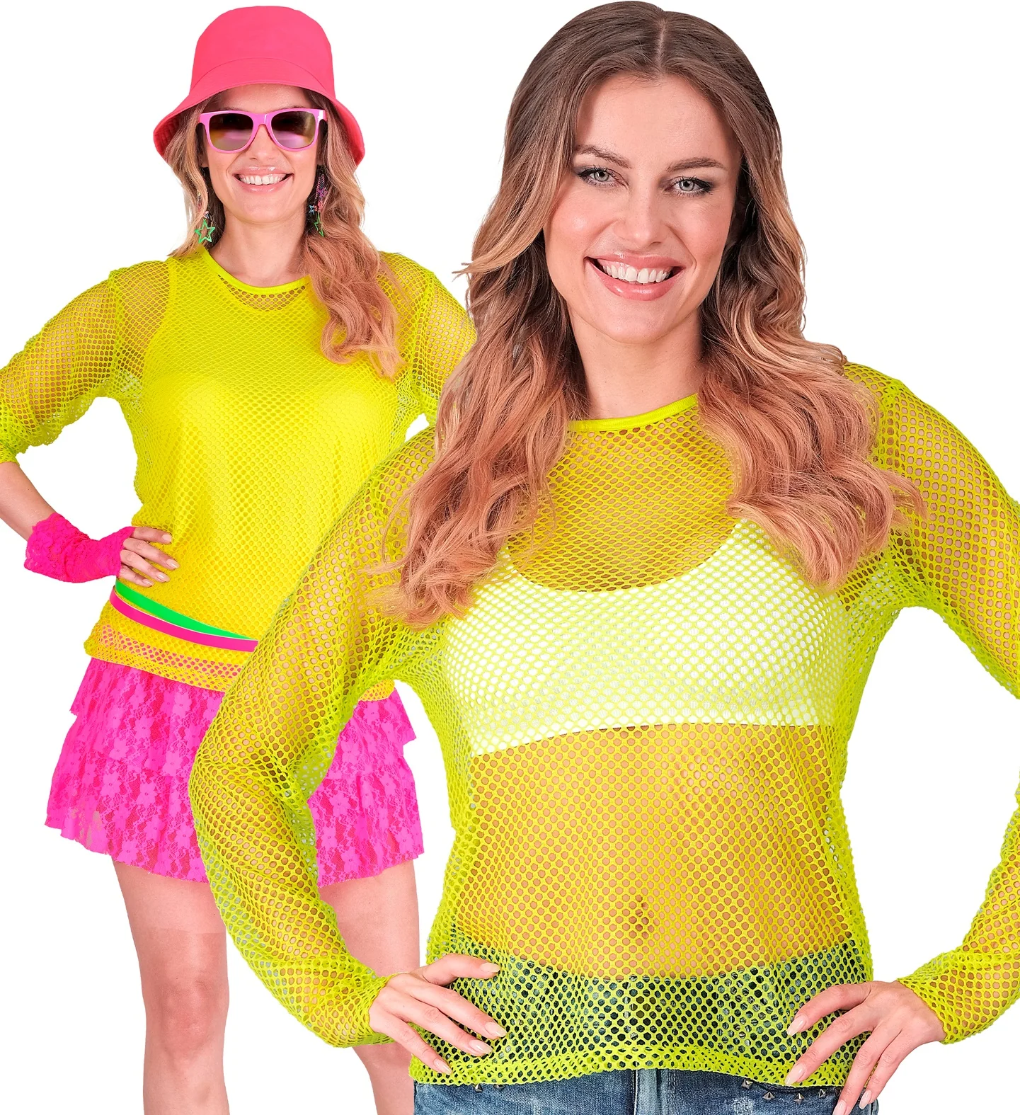 Net shirt lang neon geel - Image 3