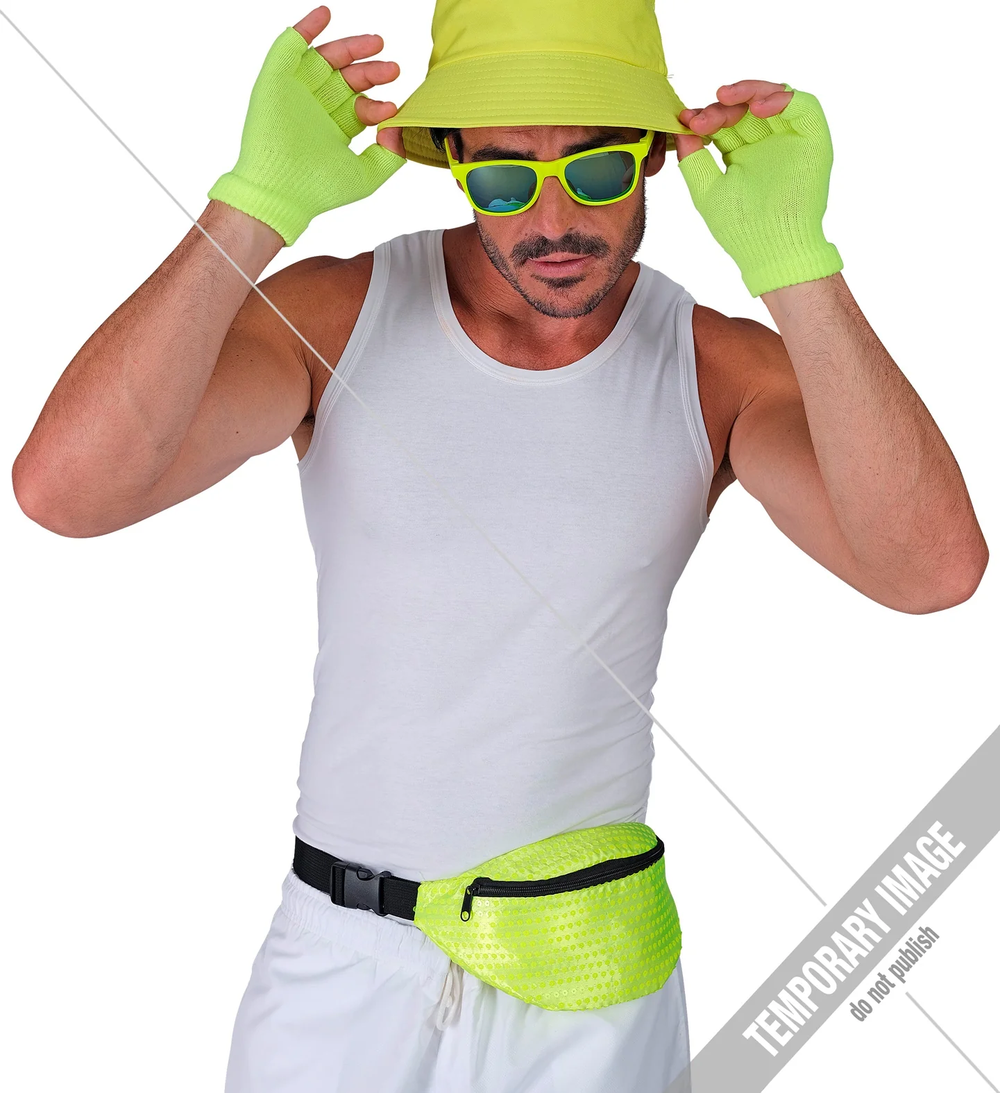 Heuptasje pailletten neon geel - Image 3