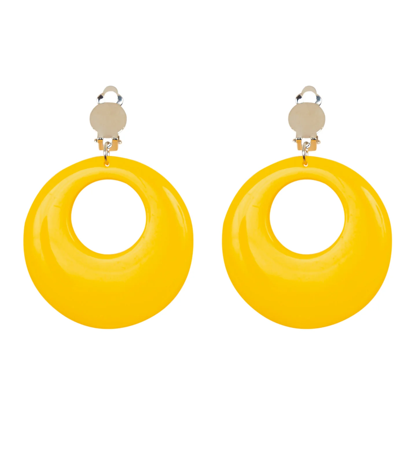 Gele oorbellen neon disco