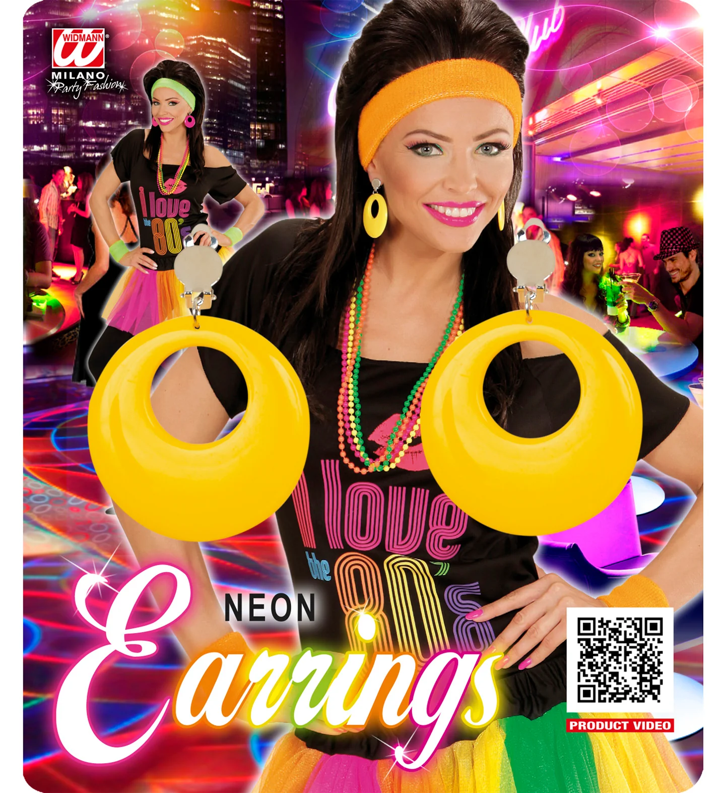 Gele oorbellen neon disco - Image 4