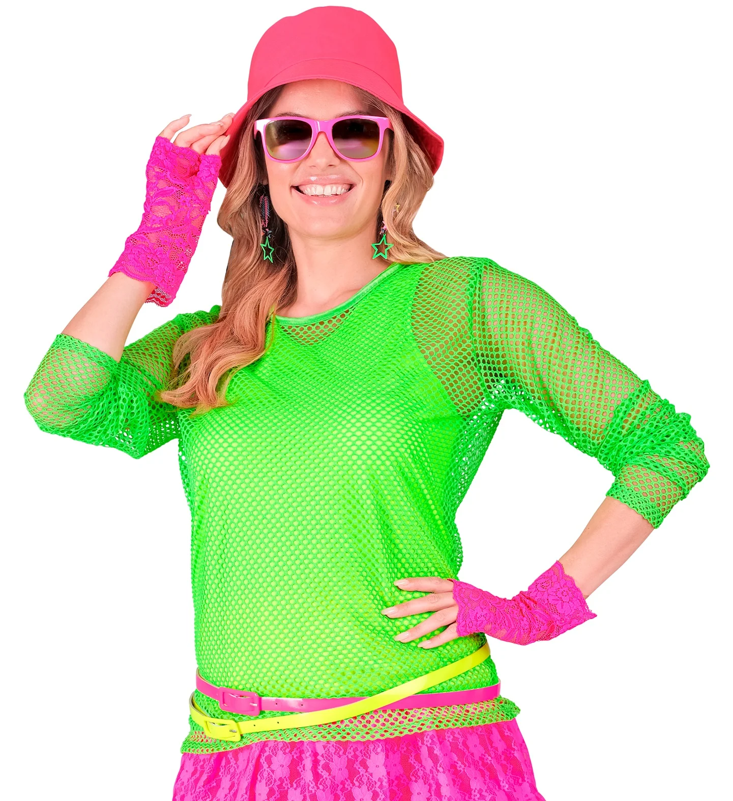 Net shirt lang neon groen - Image 2