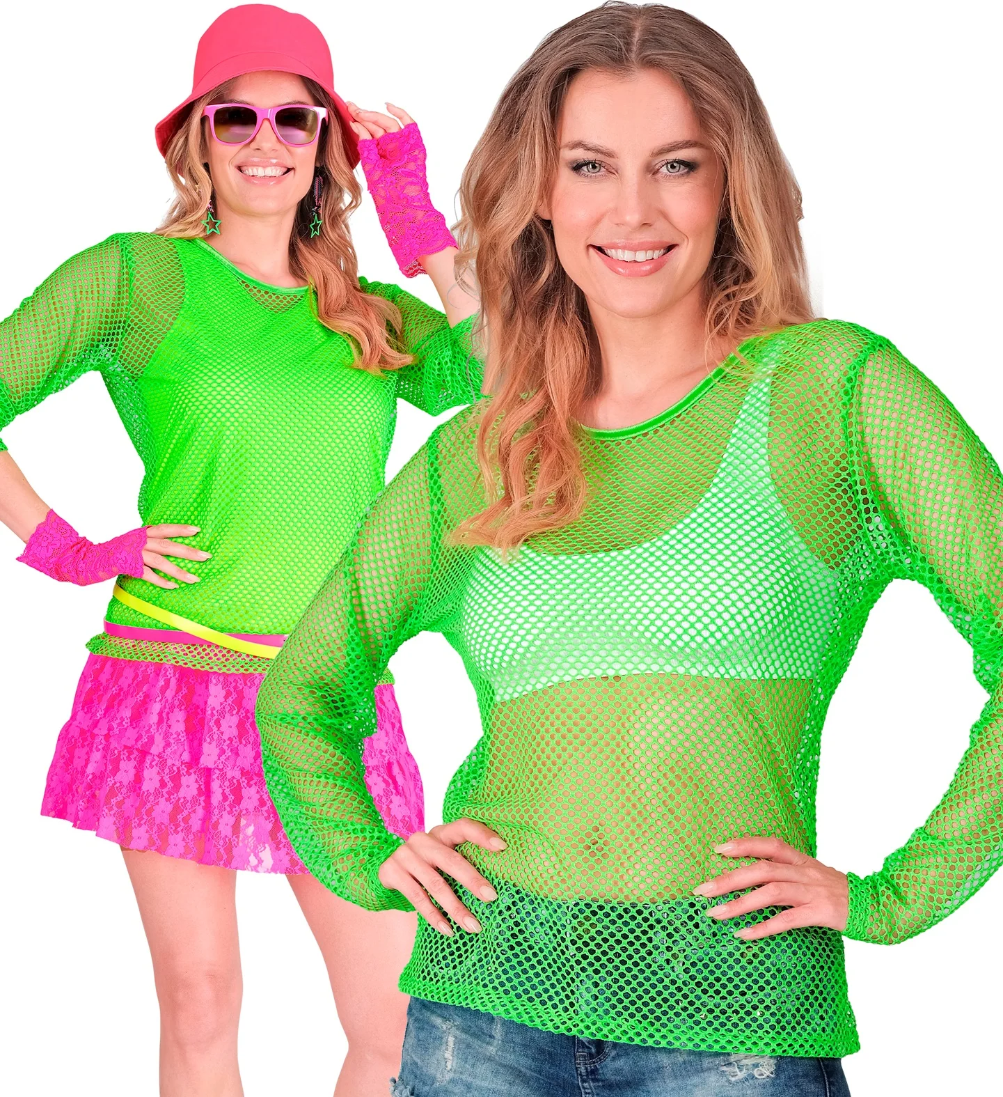 Net shirt lang neon groen - Image 3