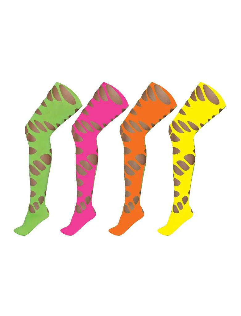 Neon oranje disco panty met grote gaten - Image 2