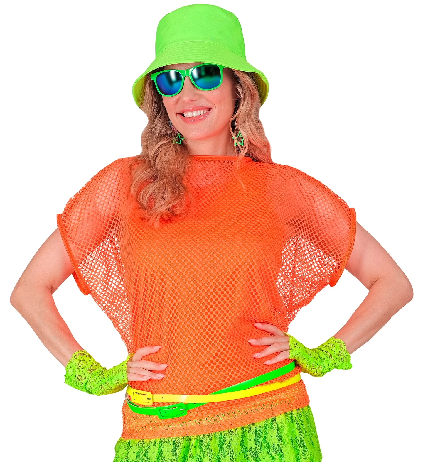 Net shirt lang neon oranje - Image 2