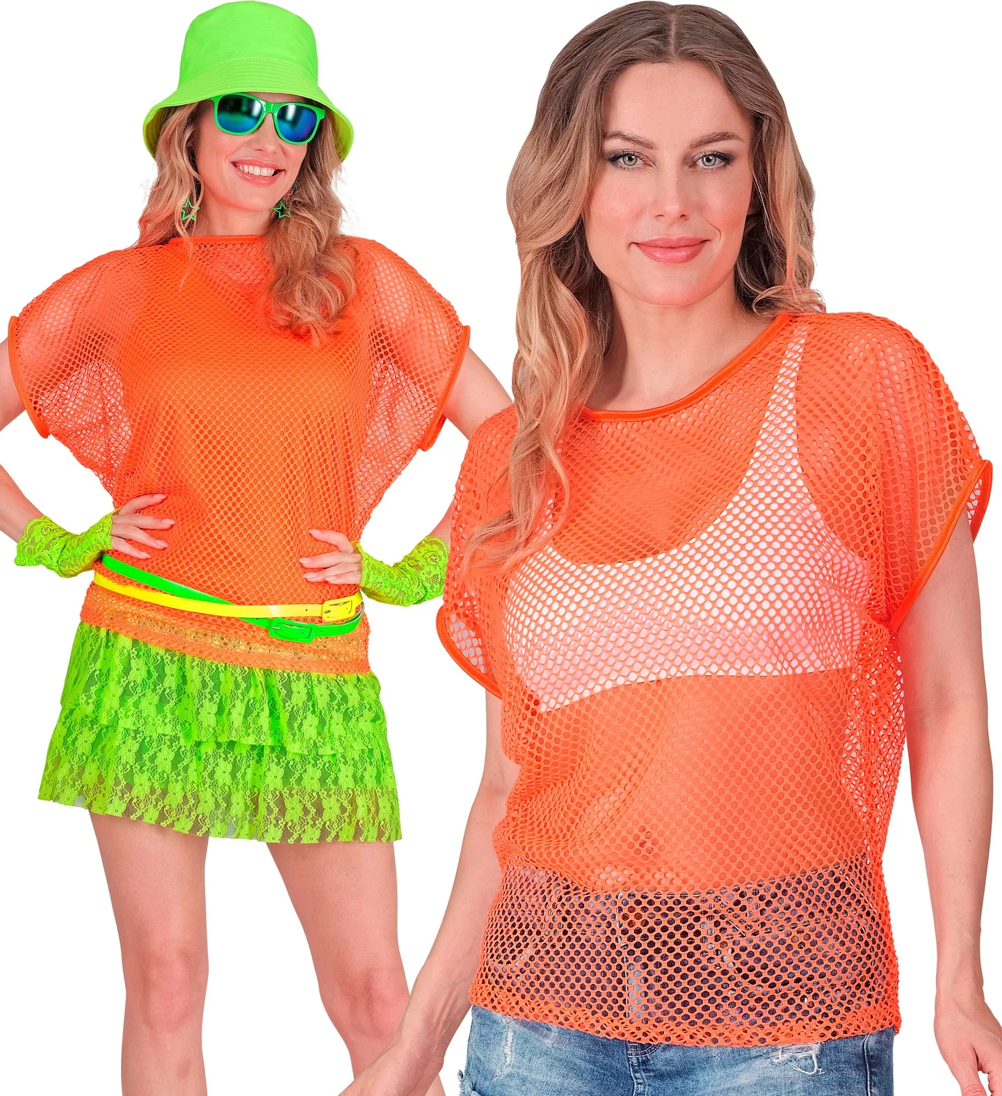 Net shirt lang neon oranje - Image 3