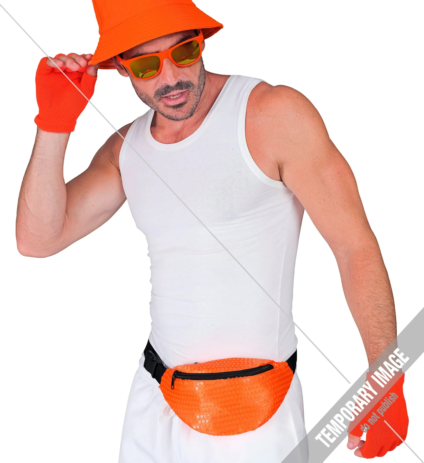 Heuptasje pailletten neon oranje - Image 3