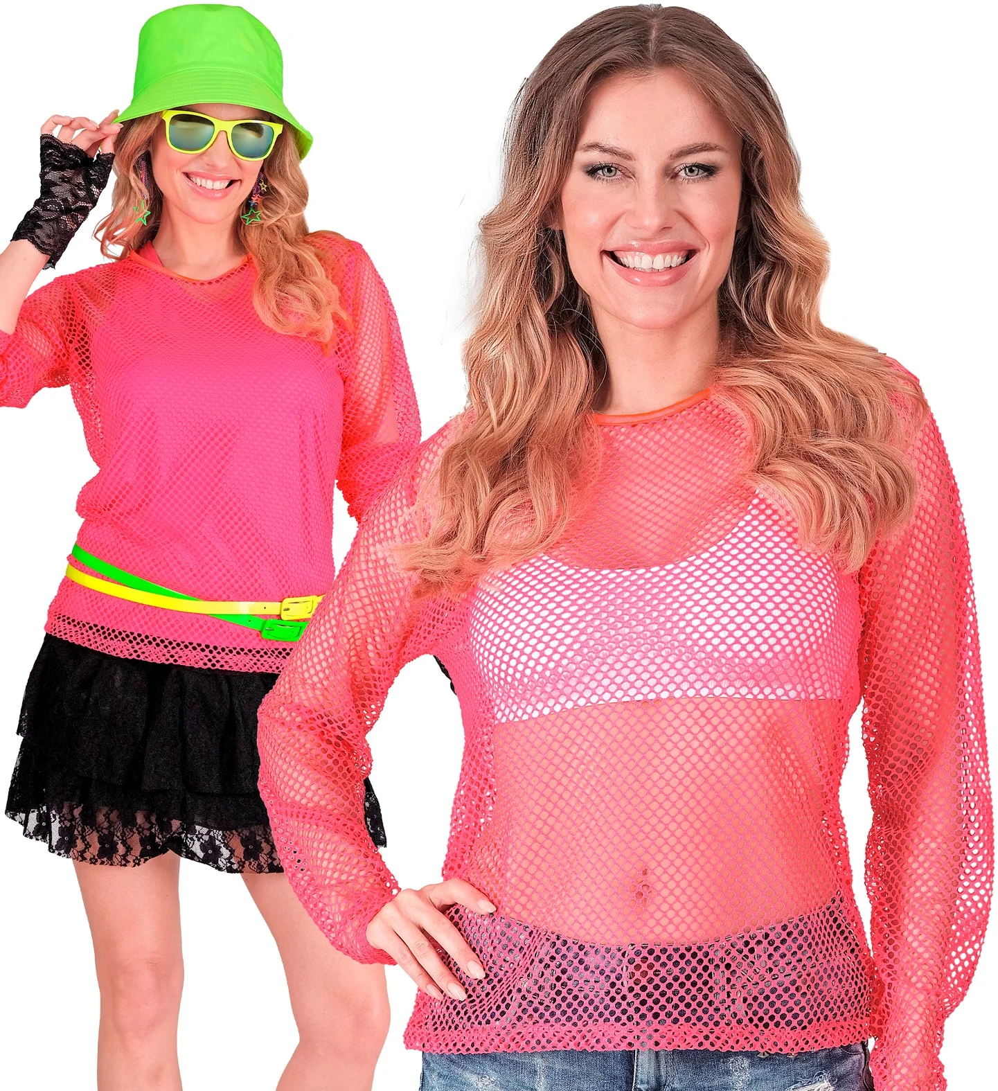 Net shirt lang neon roze - Image 4