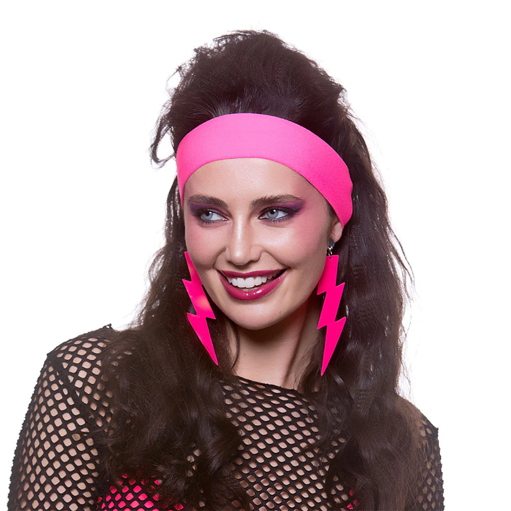 Neon roze oorbellen 80-jaren