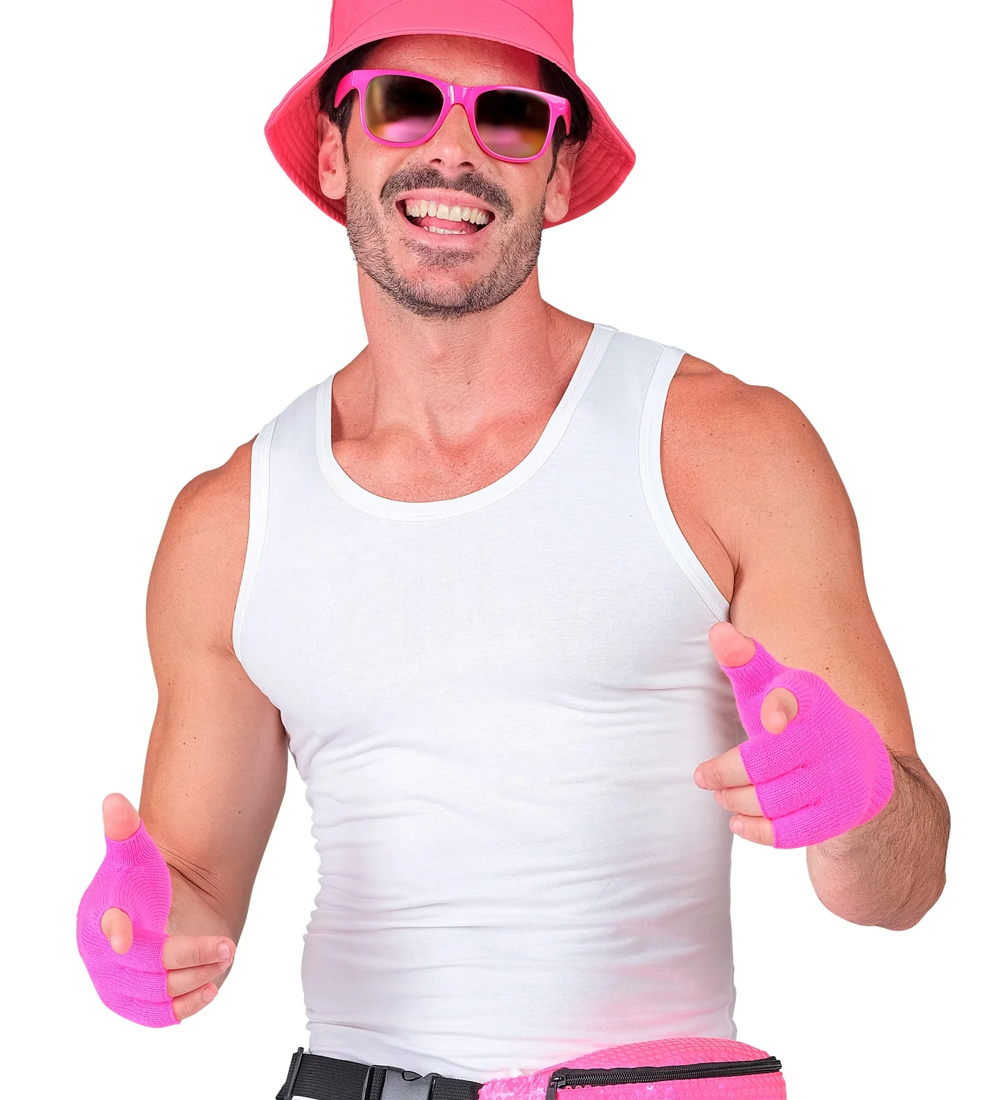 Vingerloze handschoenen neon roze - Image 3