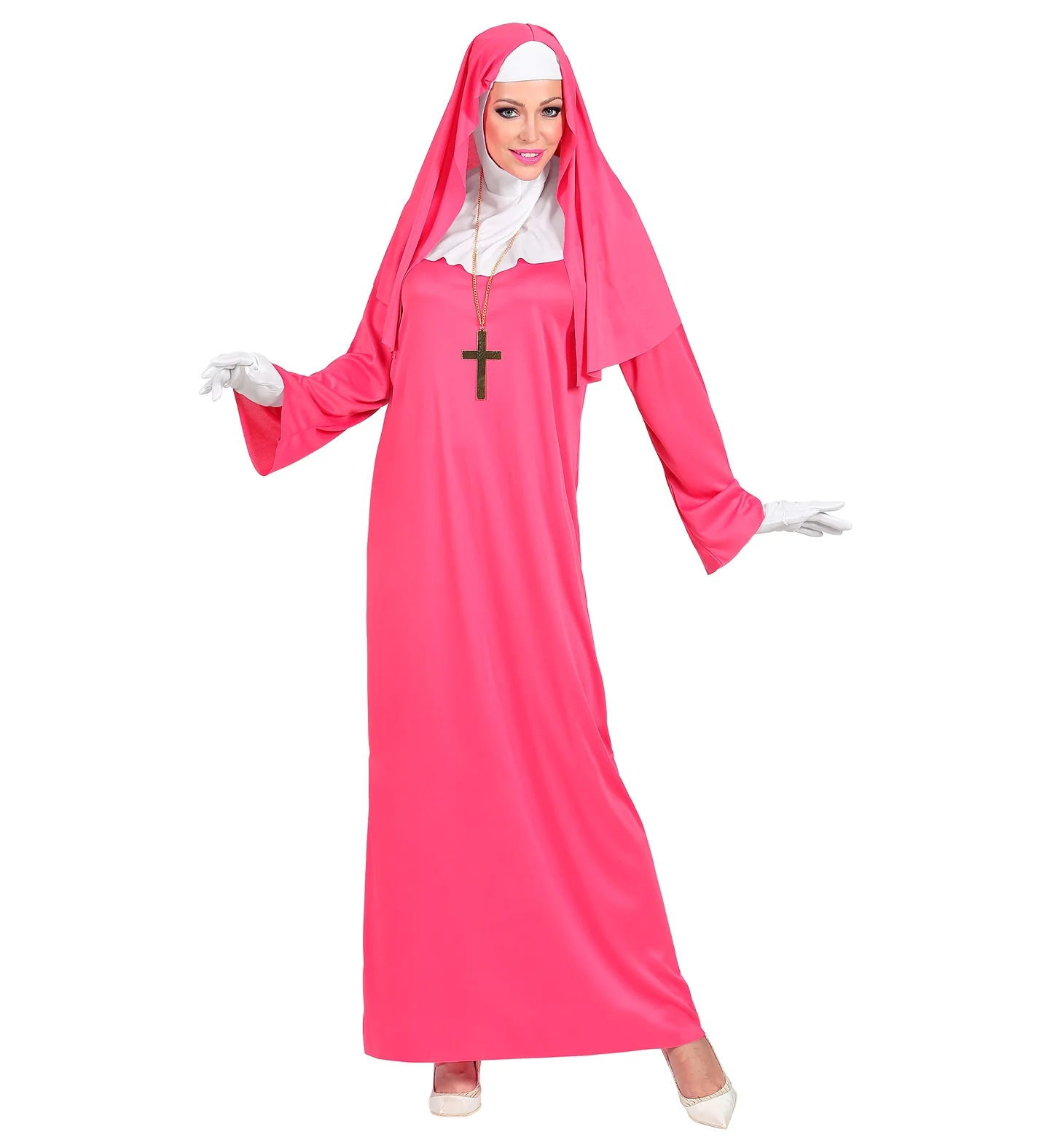 Nonnen kostuum roze dames - Image 2