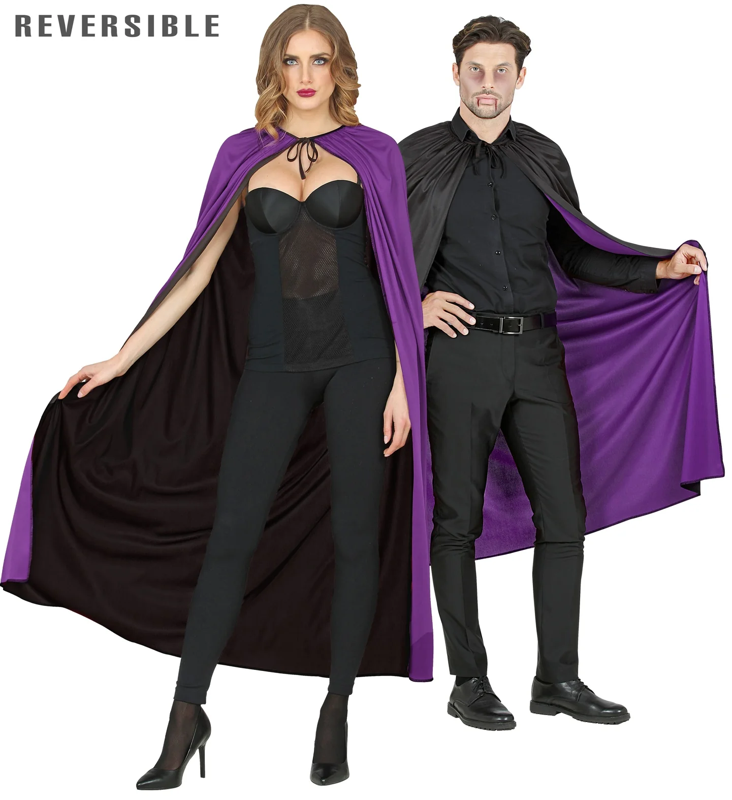 Luxe dubbelzijdige cape zwart paars - Image 5