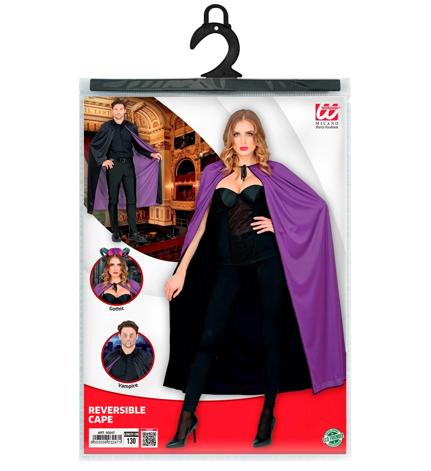 Luxe dubbelzijdige cape zwart paars - Image 6