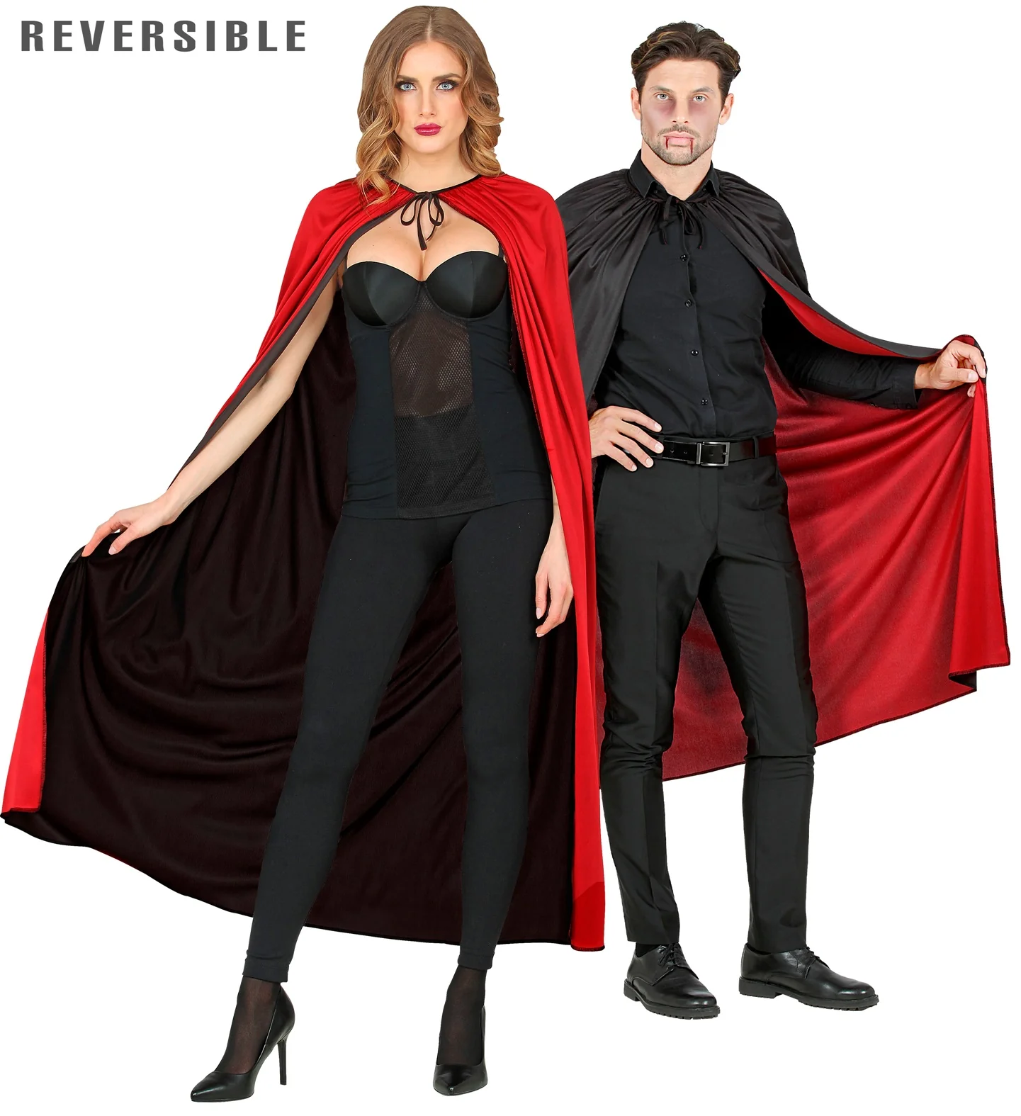 Luxe dubbelzijdige cape zwart rood - Image 5