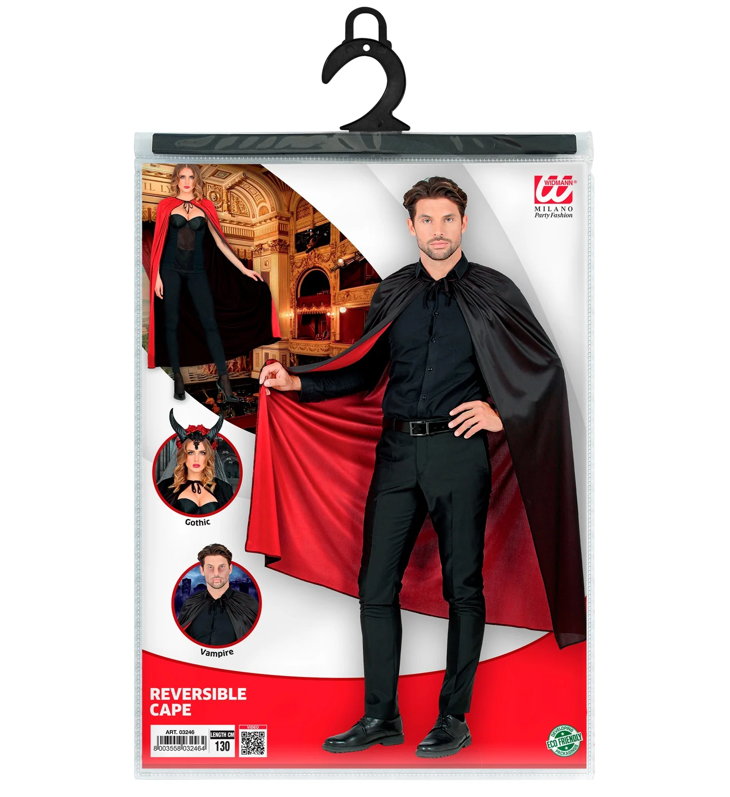 Luxe dubbelzijdige cape zwart rood - Image 6