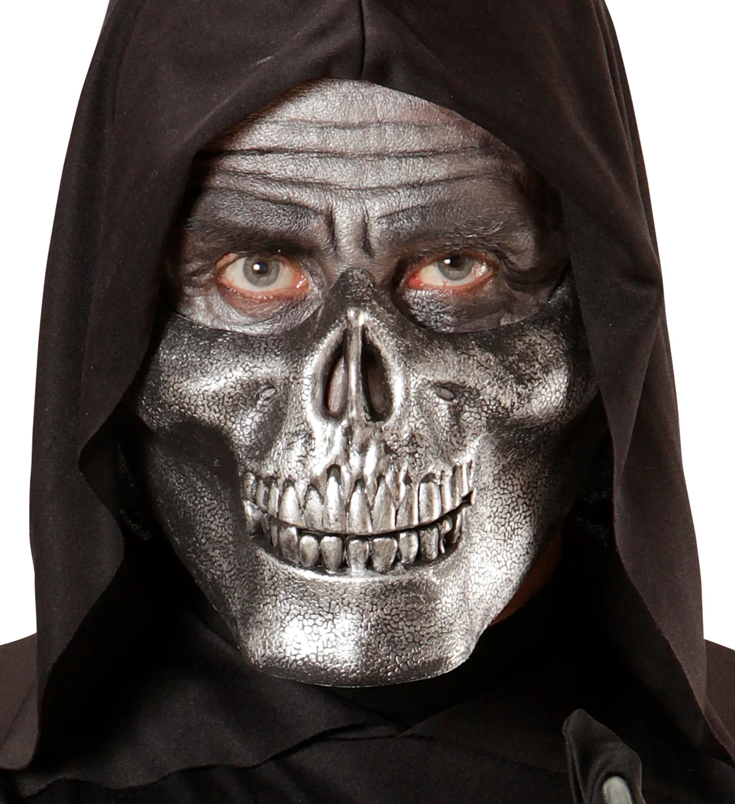 Kin masker schedel skelet metallic zilver - Image 3