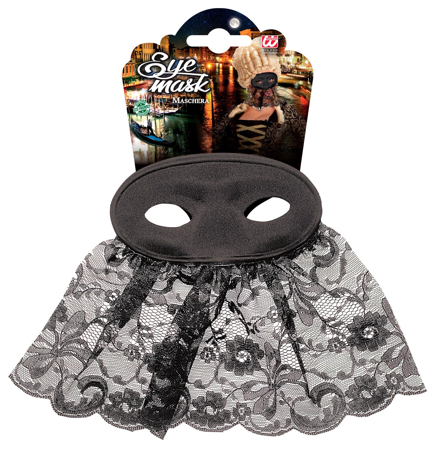 Oogmasker met kanten sluier zwart - Image 3