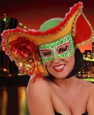 Oogmasker dames venetie rood/geel/groen - Image 2